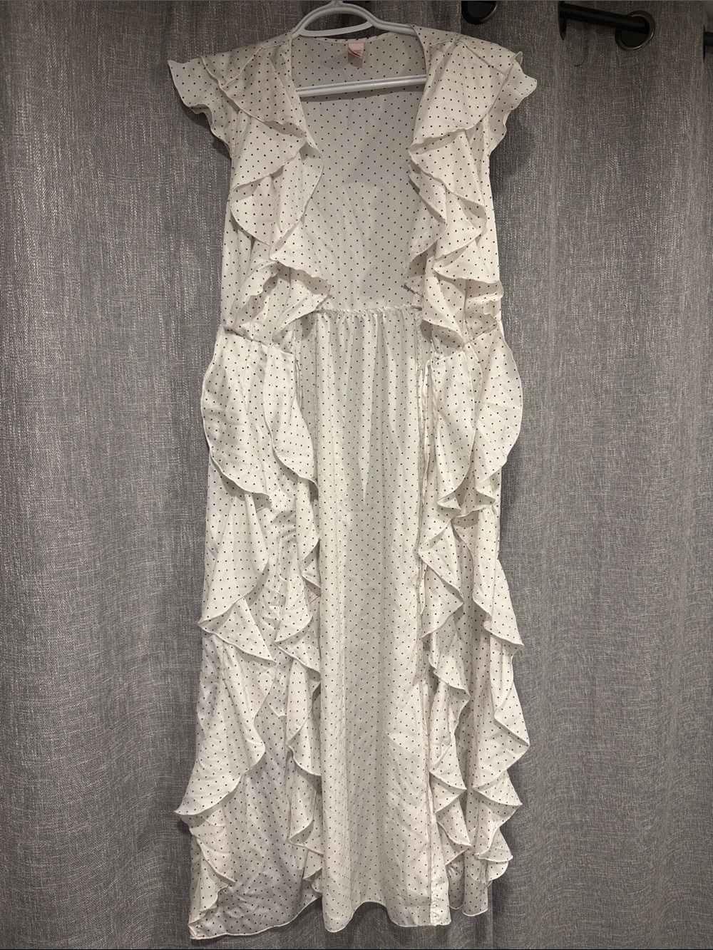 Vintage Victoria Secret Polka Dot Ruffle Maxi Dress - White 2014